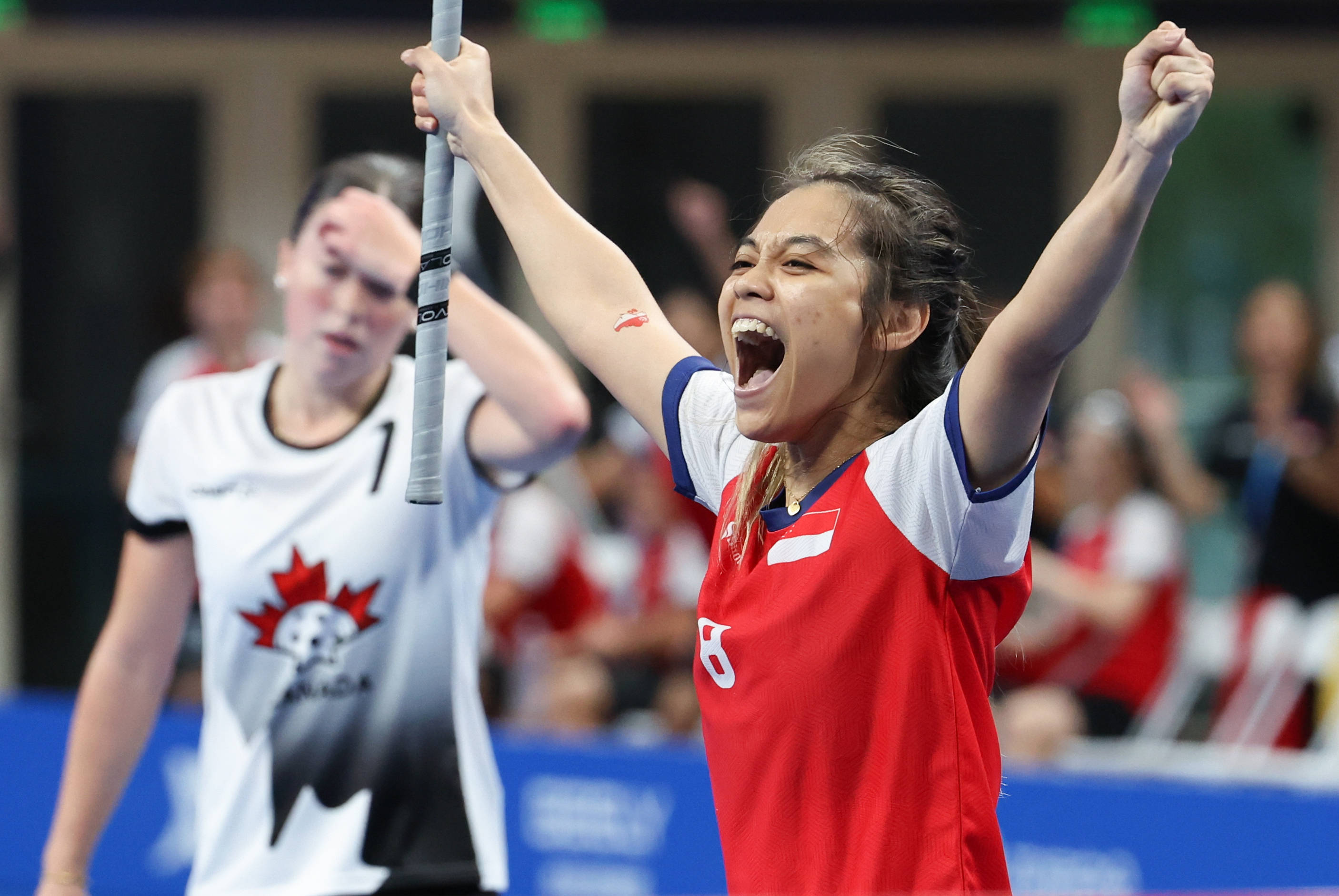 加拿大代表队在曲棍球比赛中获胜 加拿大代表队在曲棍球比赛中获胜